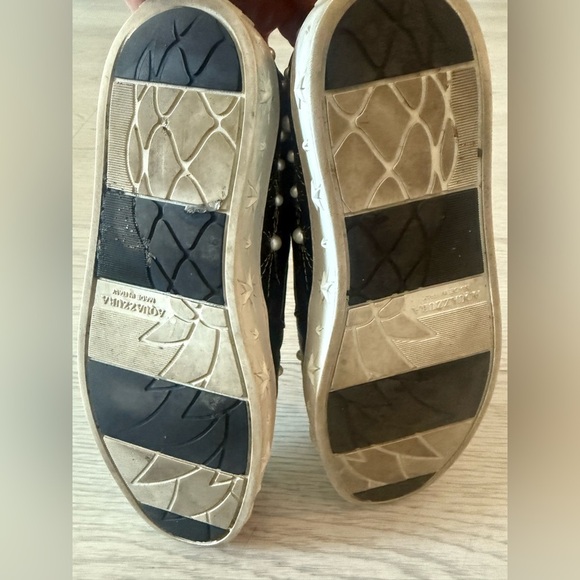 Aquazzura Cosmic Embellished Embroidered Leather Slip-On Sneakers Women’s Siz 37 - Picture 7 of 8